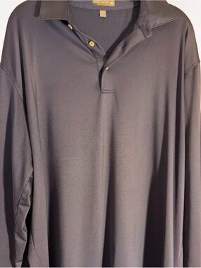 Peter Millar Summer Comfort Navy Blue Stretch Jersey Long Sleeve Polo Sz XL